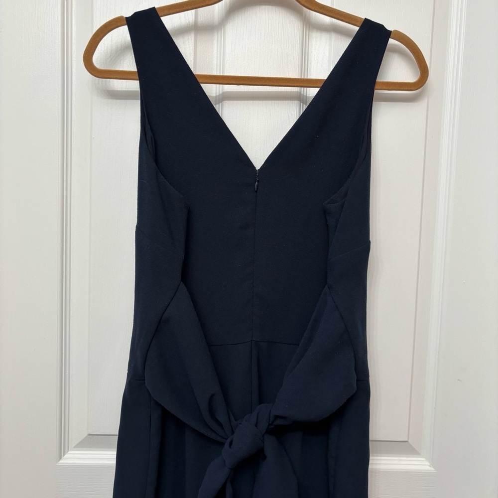 LOFT Deep Blue V-Neck Sleeveless Wide-Leg Jumpsuit - Picture 9 of 11